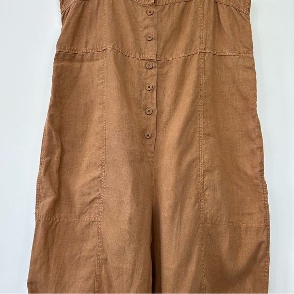 Wrap London 100% Linen Jumpsuit Size 16 Burnt Orange Dungarees Pockets Wide Leg - Picture 4 of 9